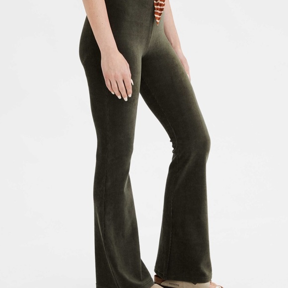 Ae Olive Green Corduroy Flares 